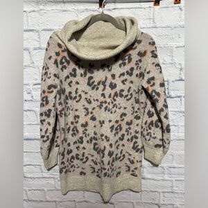 Anthropologie Emmy Leopard Print Cowl Neck Sweater, Size Small